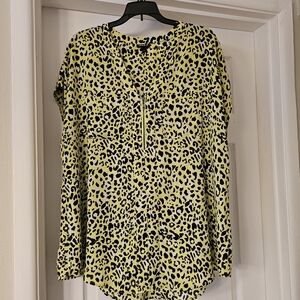 Leopard Print Zip-Up Blouse